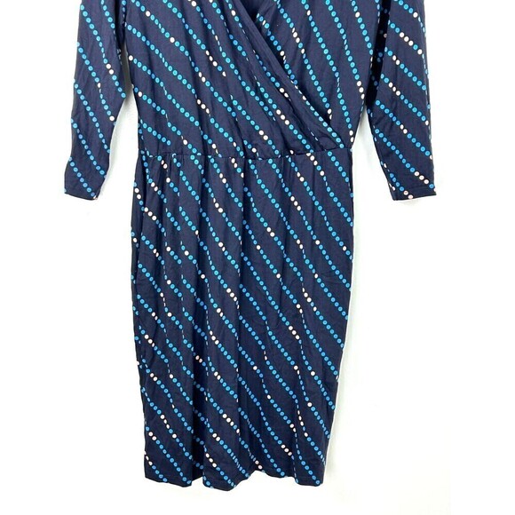 Boden Cressida Faux Wrap Dress Sz 6R Blue Elastic Waist Pockets Modal Cotton E2 - Picture 6 of 11